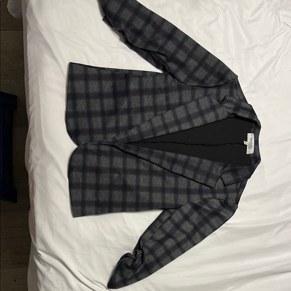 Charlotte Russe Plaid Jacket - Black and Gray